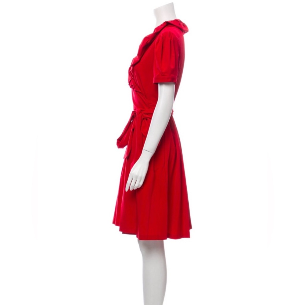 Diane Von Furstenberg Red Ruffle Wrap Dress - Picture 3 of 6